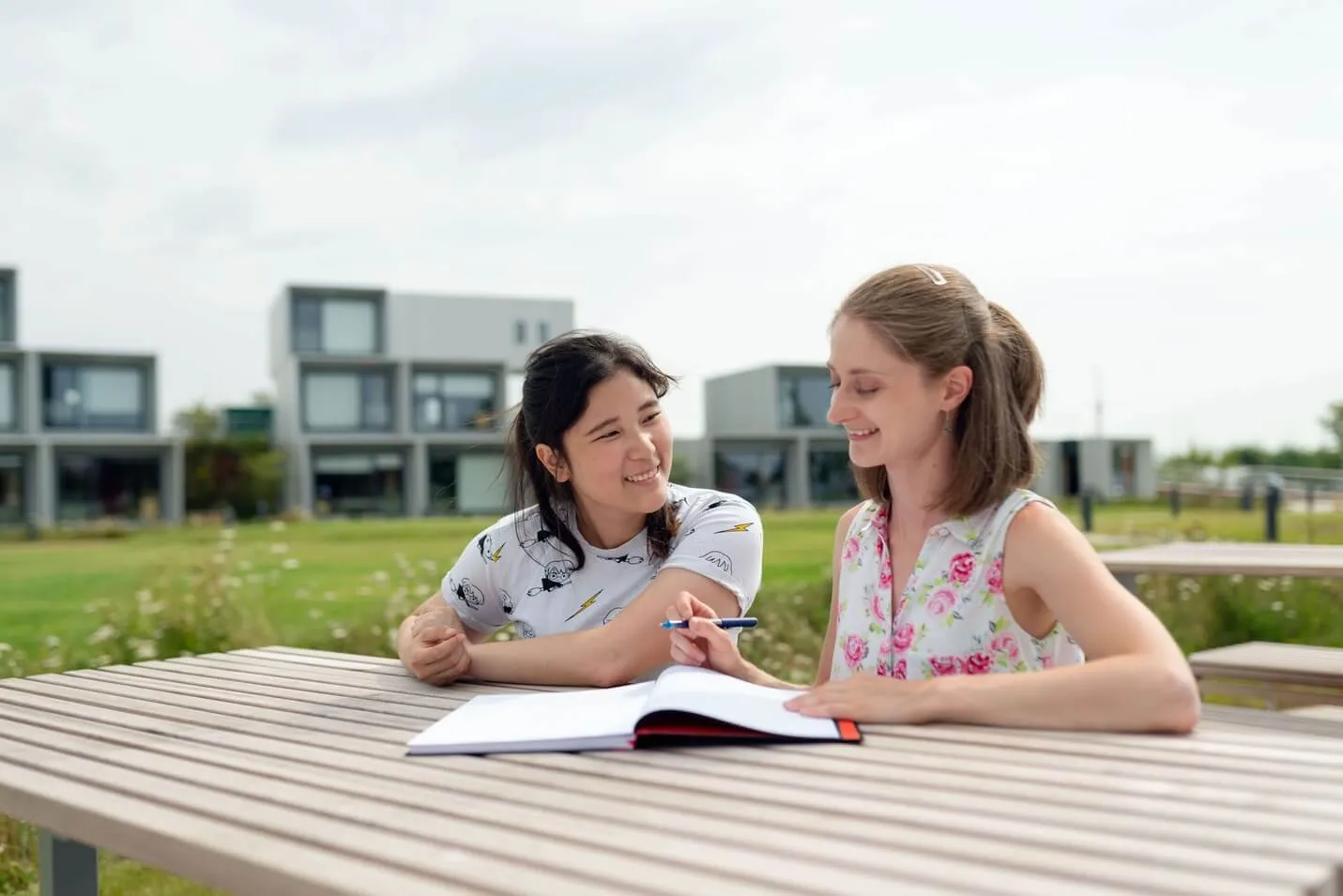 Two students studying together